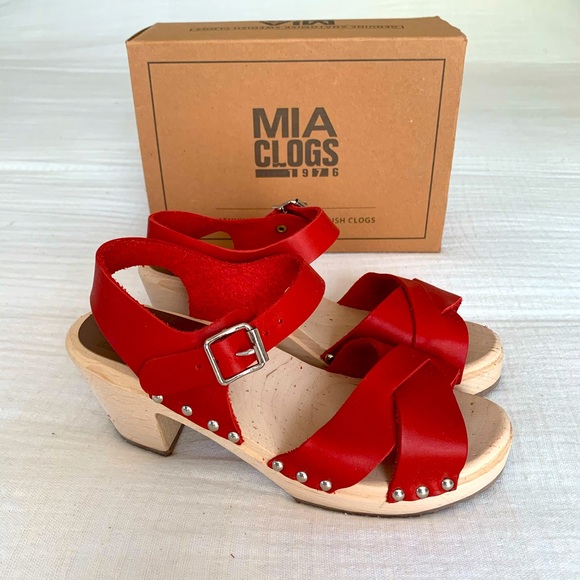 MIA Shoes - Mia NIB “Gertrude” red leather clog sandals